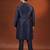 Navy pashmina embroidered kurta pajama
