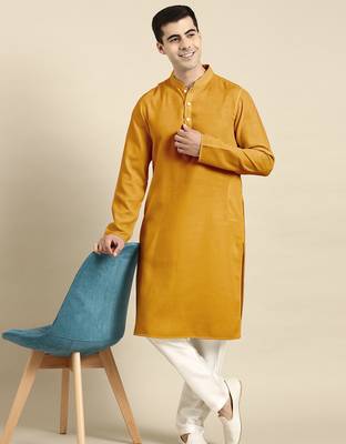 Mustard twill weave cotton kurta  set 4
