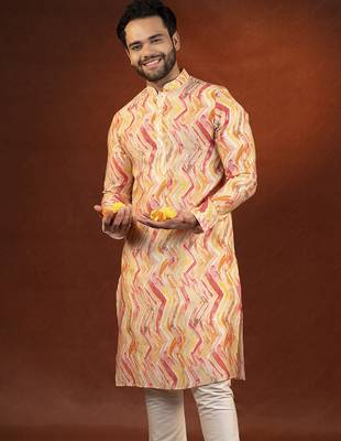 Gold zigzag multicolor ceremonial kurta pajama 3