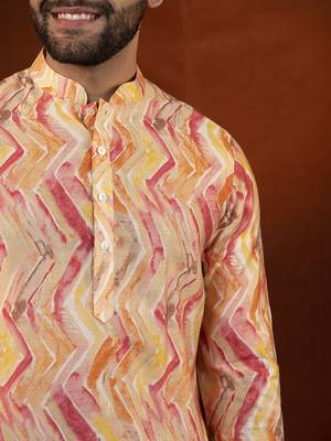Gold zigzag multicolor ceremonial kurta pajama 5