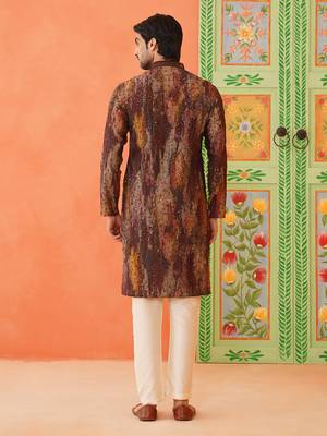 Multi color embroidered kurta pajama 2