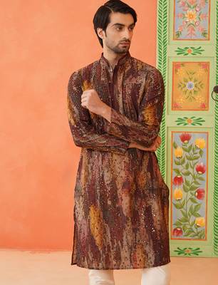 Multi color embroidered kurta pajama 4