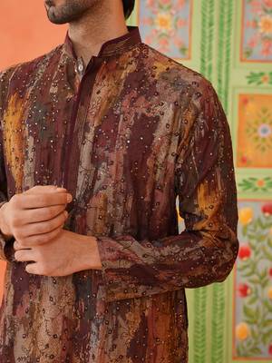 Multi color embroidered kurta pajama 5