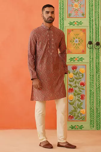 Satin printed kurta pajama