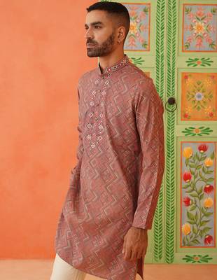 Satin printed kurta pajama 2
