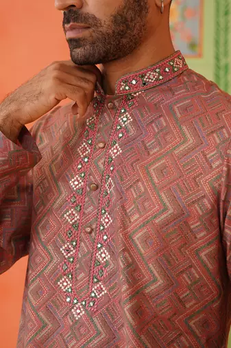 Satin printed kurta pajama