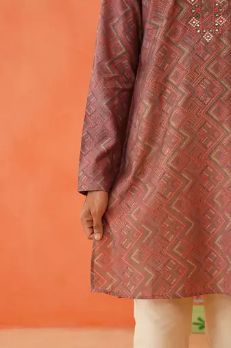 Satin printed kurta pajama