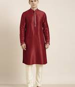 Maroon embroidered kurta pajama