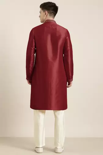 Maroon embroidered kurta pajama