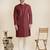 Maroon silk mirror embroidered kurta pajama