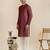 Maroon silk mirror embroidered kurta pajama