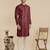 Maroon silk mirror embroidered kurta pajama