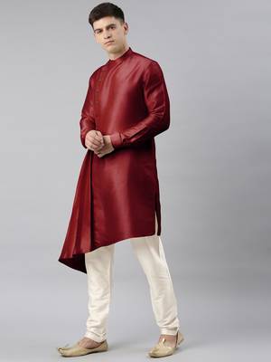 Maroon drape kurta pajama 2