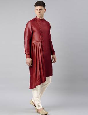 Maroon drape kurta pajama 3