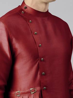 Maroon drape kurta pajama 5