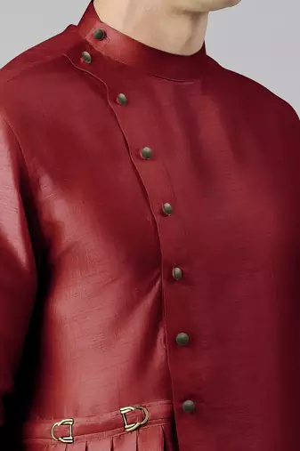Maroon drape kurta pajama