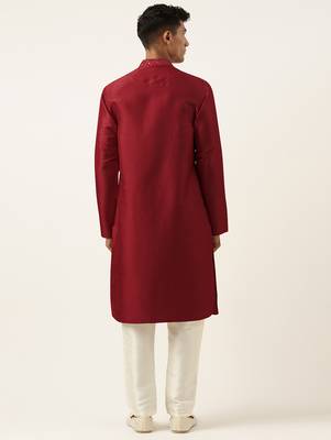 Maroon embroidery angrakha kurta pajama 4