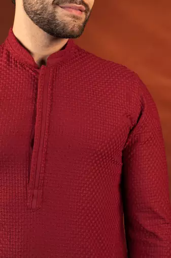 Maroon chikankari kurta pajama