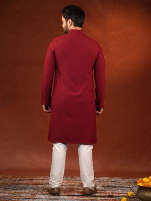 Maroon chikankari kurta pajama 5