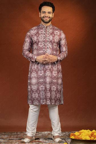 Maroon tie dye kurta pajama