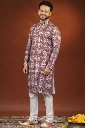 Maroon tie dye kurta pajama