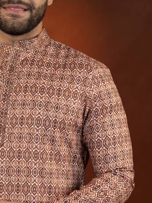 Printed maroon cotton kurta pajama set 2