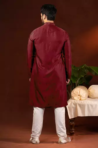 Maroon embroidery kurta pajama