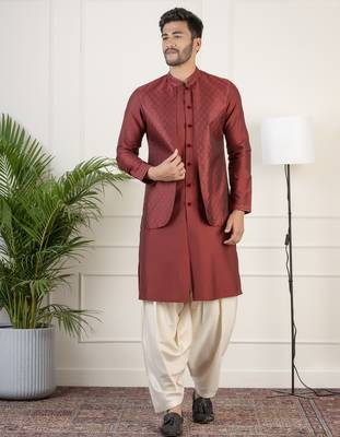 Maroon layered kurta pajama 1
