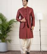 Maroon layered kurta pajama
