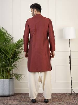 Maroon layered kurta pajama 2