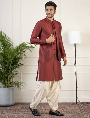 Maroon layered kurta pajama 4