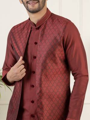 Maroon layered kurta pajama 5