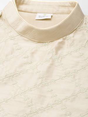 Light gold embroidery angrakha kurta pajama 2