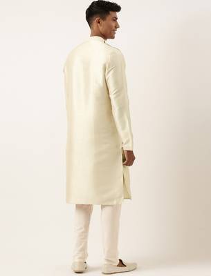 Light gold embroidery angrakha kurta pajama 4
