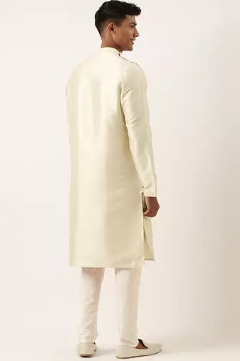 Light gold embroidery angrakha kurta pajama