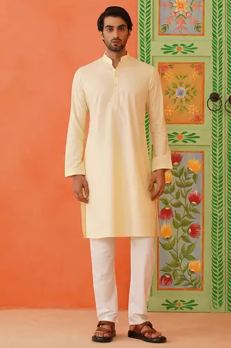 Lemon cotton kurta pajama