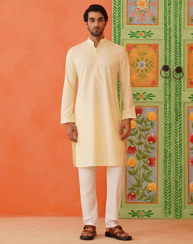 Lemon cotton kurta pajama