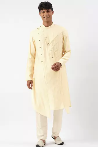 Lemon side open layered kurta pajama