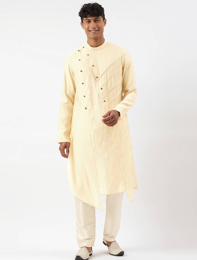 Lemon side open layered kurta pajama