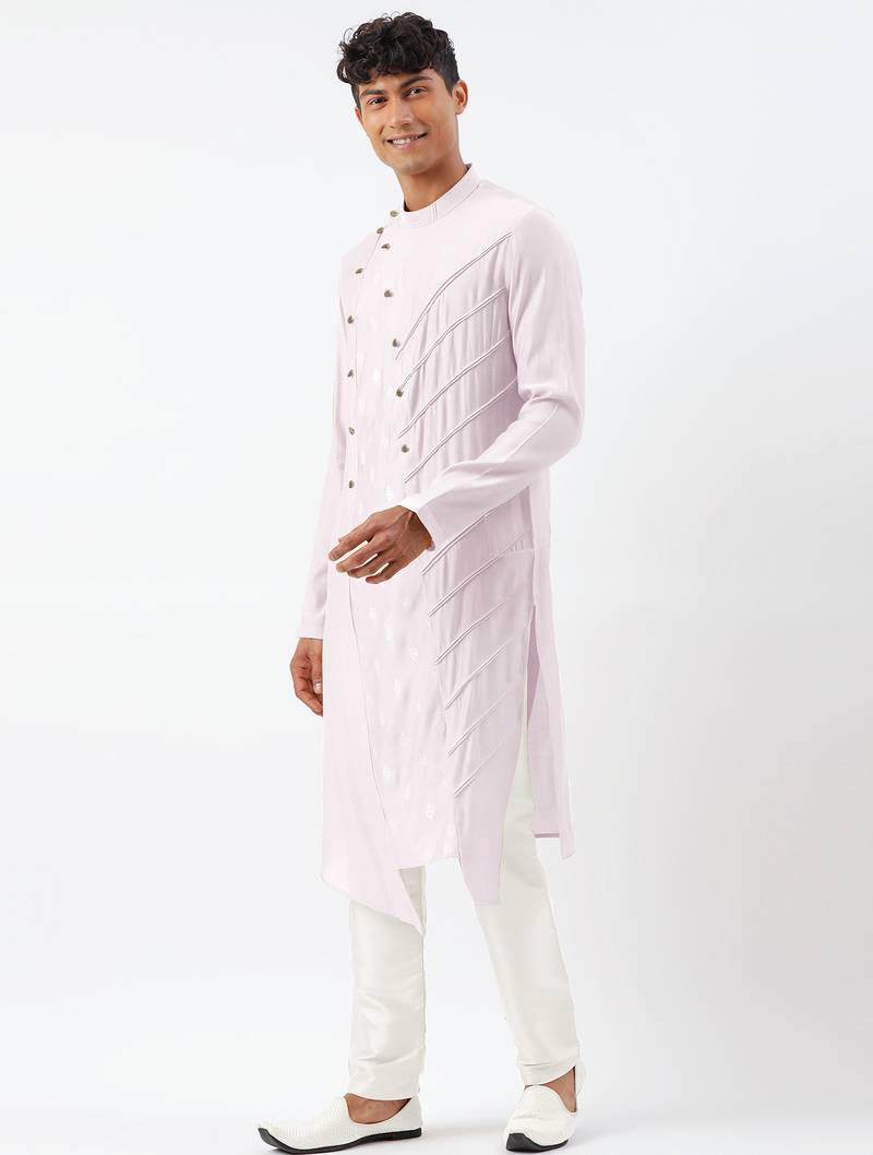 Lavender open layered kurta pajama