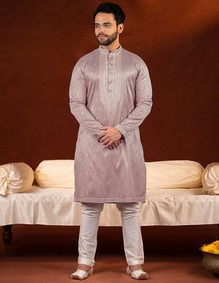 Lavender embroidery kurta pajama 4