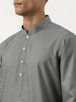 Grey cotton kurta pajama 4