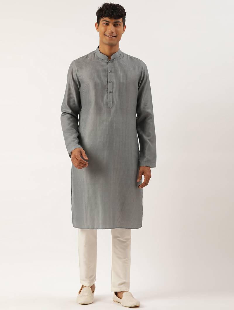 Grey stitchline kurta pajama