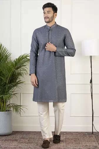 Grey embroidered kurta pajama