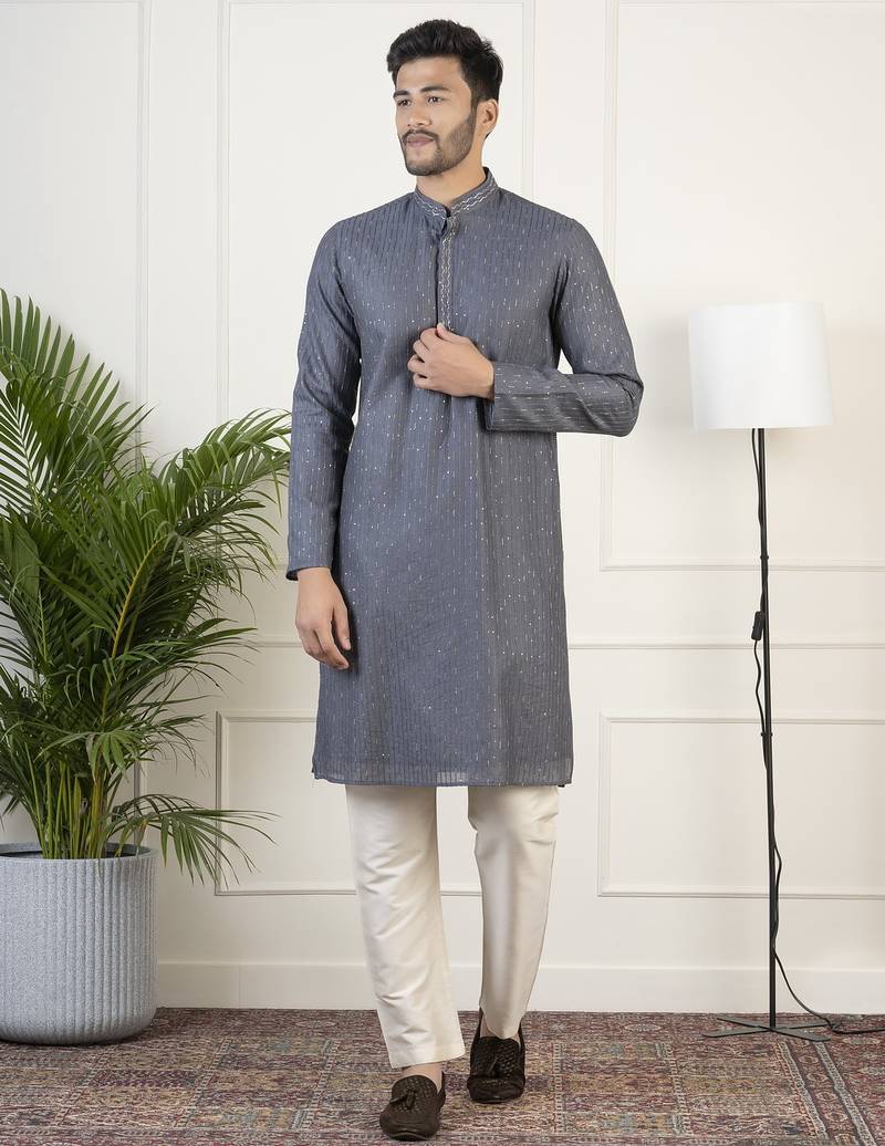 Grey embroidered kurta pajama