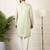 Green fine cotton self design kurta pajama