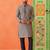 Grey navy jacquard kurta pajama