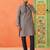 Grey navy jacquard kurta pajama