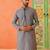 Grey navy jacquard kurta pajama