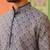 Grey navy jacquard kurta pajama